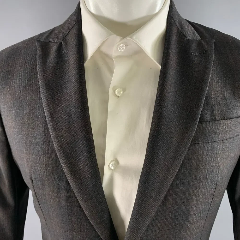 DSQUARED2 Size 38 Grey Brown Plaid Wool Peak Lapel Sport Coat